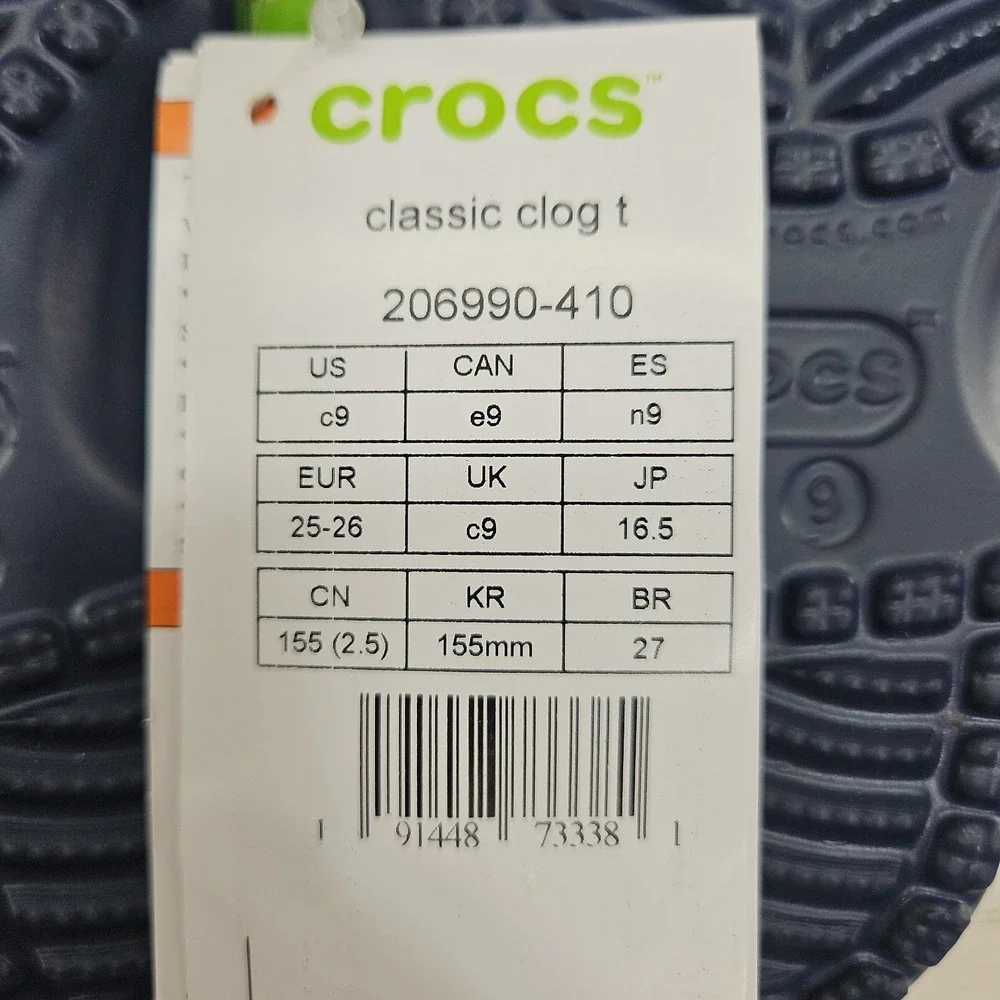 Crocs Classic Clog Navy Blue Youth Kids Size C9 Sandal Shoes 206990-410